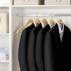 Wooden Coat Hanger 20 Pack, Natural Wood Suit Hangers with Non Slip Pants Bar, 3