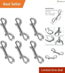 Heavy Duty Stainless Steel Double End Snap Hooks – Pack of 6