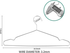 Metal Hangers Clothing Heavy Duty for Closet Stainless Steel Hanger 16.5In by 3