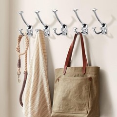 2 Pack Large Polished Chrome DoubleSided Solid Coat Towel Robe Triple Hook