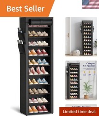 Shoe Rack – 10-Tier Large Capacity Shoe Organizer Shelf with Dust Cover & Sid…