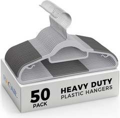 Heavy Duty Plastic Hangers 50pcs Non-Slip Swivel Hook Space Saver