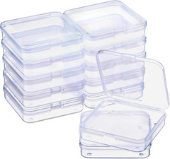 12 Pack Clear Plastic Beads Storage Containers Box with Hinged Lid for Beads and