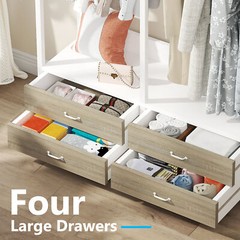 Tribesigns Closet Organizer with 4 Large Drawers, Clothes Garment Rack with Hook