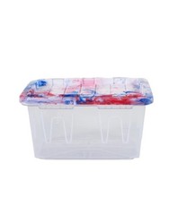 4 x Lowe’s Teeny Tote Mini Tye Dye Lids Plastic Storage Totes Red White Blue NEW