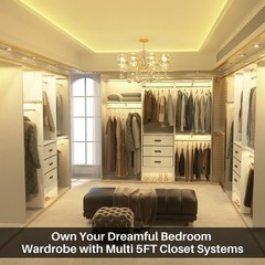 5FT Small Closet System with 3 Fabric Drawers 60 Inches Walk In Closet Organizer