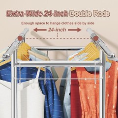 Heavy Duty Stainless Steel Clothes Rack Garment Rack with Wheel 750Lbs Load