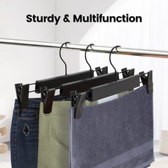 10 Pack Pants Hangers with Adjustable Non-Slip Clips Anti-Rust Hanging Black