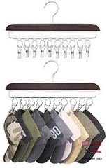 Hat Hangers for Closet Set of 2 Wooden Hat Organizer Racks for Walnut Color