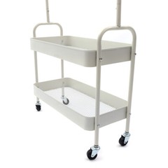 2-in-1 Garment Rack 2-Tier Metal Basket Rolling Clothes Rack White