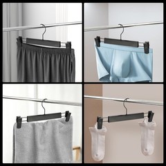 10 Pack Pants Hangers with Adjustable Non-Slip Clips Anti-Rust Hanging Black