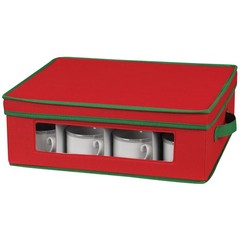 538RED Holiday China Dinnerware Storage Chest for Coffee Mugs | Removable Lid…