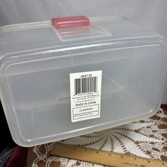 Storage Container With Handle And Latch Clear And Pink Plastic