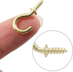 100Pieces 1/2Inch Mini Cup Hooks Ceiling Hooks, Brass Screw-In Hooks for Hanging