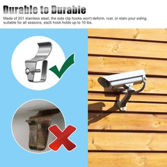 10Pcs No-Hole Needed Vinyl Siding Clips Hooks Heavy Duty Hanger Security Camera