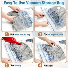 Durable PA+PE Vacuum Seal Bags – 10 Small Bags with Pump for Travel & Storage
