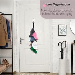 2PCS Door Hat Racks with 8 Black Baseball Caps Organizer Hangers