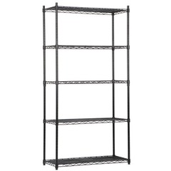 5-Tier Wire Shelving Unit Rack Large Space Adjustable Storage Shelves Black