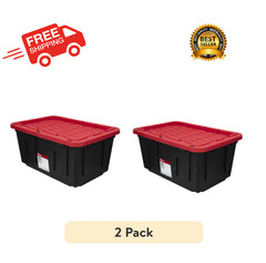 ( 2 PACK )Large Storage Bin, 27 Gallon Plastic Storage Container w/Snap-On Lid,