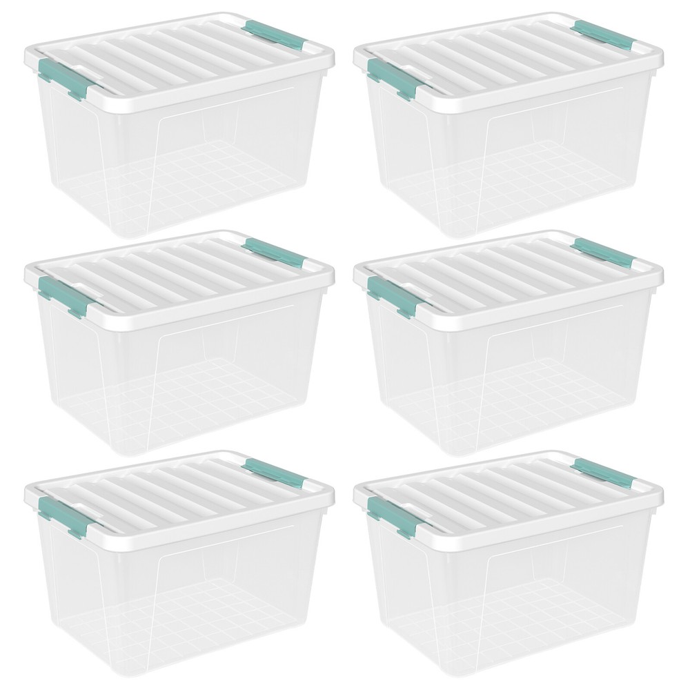 Idotry 35 Qt Stackable Latching Box Plastic Storage Container w/ Lid, 4/6Packs
