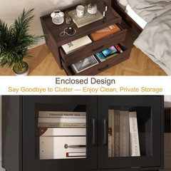 Modern Stackable Storage Drawers – 28″ Wide Closet Organizer with 2 Bins, Brown