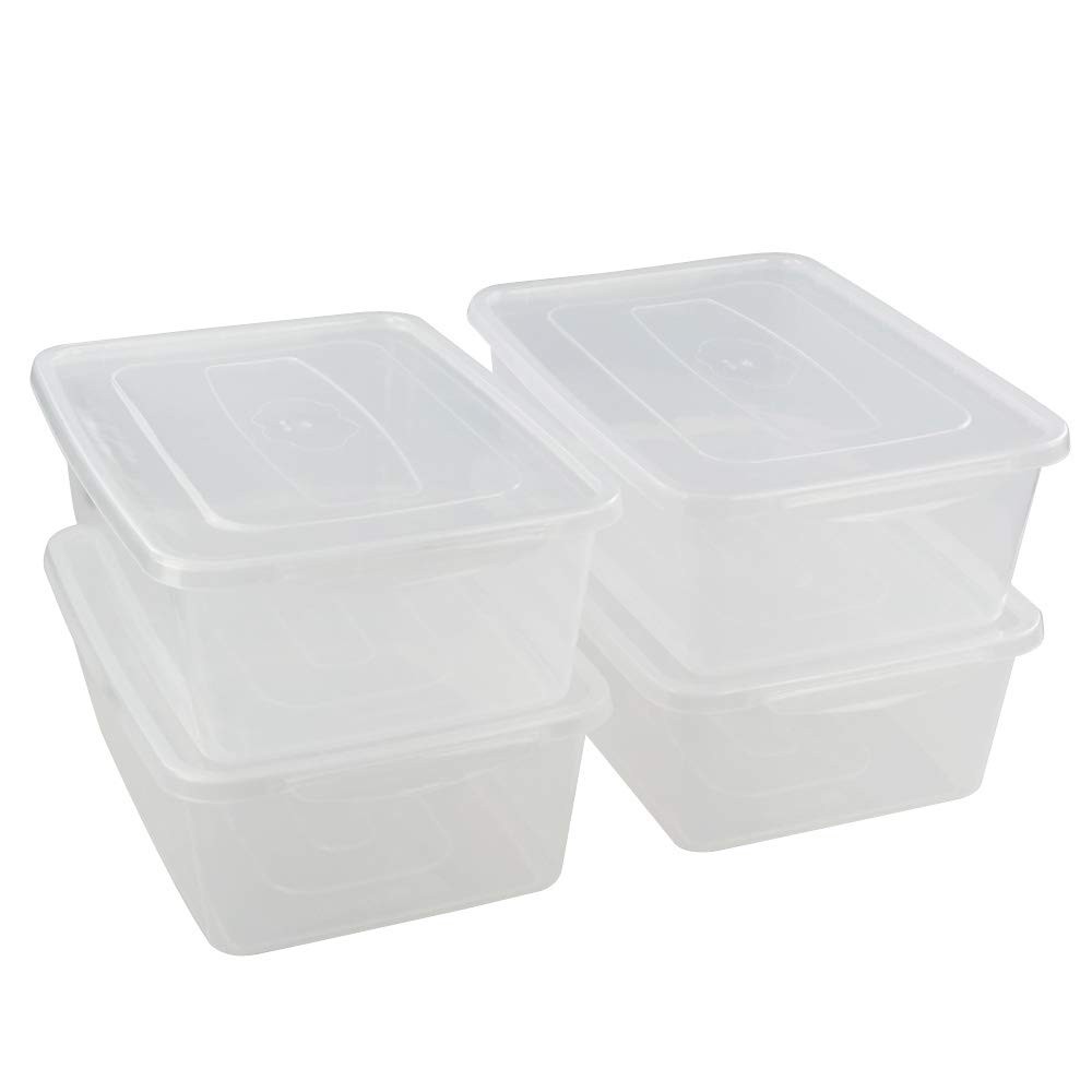 Jekiyo Clear Plastic Storage Bin, 14 Quart Latching Box Container with Lid, 4 Pa