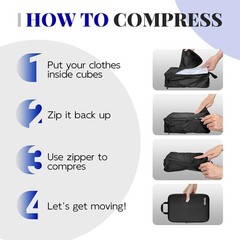 6-Piece Travel Compression Packing Cubes Set Luggage Organizer Bags for Carry-On