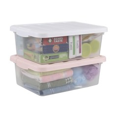 Yubine 2 Packs Plastic Storage Bin with Lid, 14 Quart Latching Container Box, F
