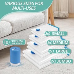 Vacuum Travel Bags PA+PE 8 Pack with Pump Space Saver for Clothes Luggage