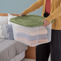 40 Quart Hingelid Clear Storage Box with Latch Lid & Comfort Grip, Da