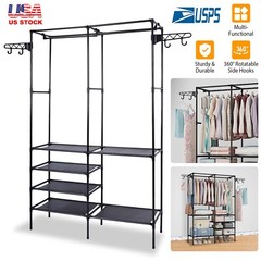 Heavy Duty Clothing Garment Rack Shoes Shelves Clothing Organizer Bedroom Holder