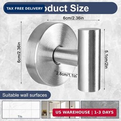 Silver 4 Packs Shower Suction Cup Hooks – Heavy Duty No-Drill Removable Reusable