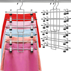 Pants Hangers with Clips,Space Saving Hanging Closet Organizer-6 Tiers Skirt Han
