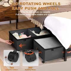Under Bed Storage Containers with Wheels 9.5 inches inch height, Black