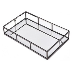 Putwo Mirror Smoky Black Metal Jewelry Decorative Glass Perfume Organizer