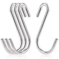 20 PCS 2.4 Inch Silver S Hooks Alloy Steel Hangers 0.88 Inch Opening Wire Rack