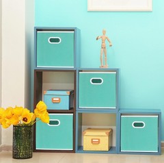 Versatile 11-Inch Foldable Fabric Storage Bins, 6-Pack in Turquoise for Home Use