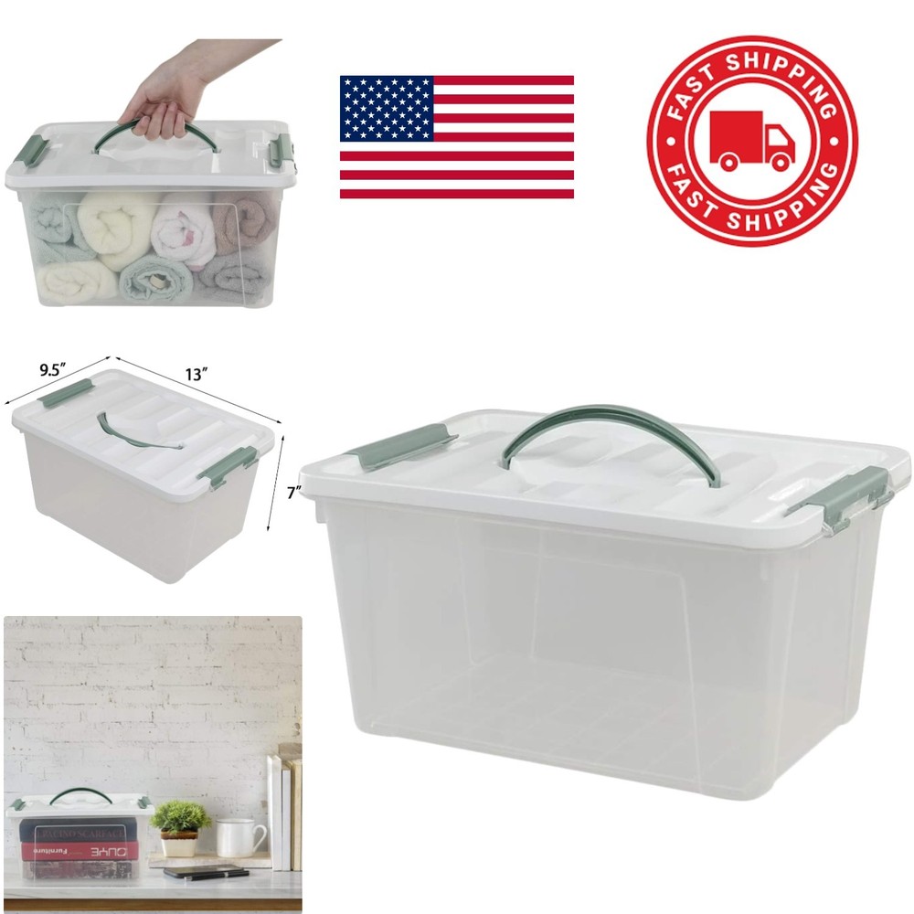 Plastic Storage Box 14 Quart with Transparent Design Great for Home Organization