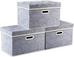 Large Collapsible Storage Bin with Lid 17.7″, Fabric Cube Organizer