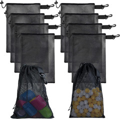 10 PCS with Clips Mesh Drawstring Bags, Portable Nylon Storage Bags for Toy,Spor
