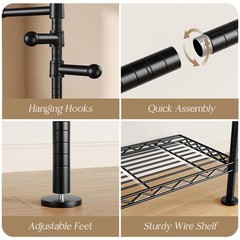 Wall Mounted Closet System, Heavy Duty 3-Row Clothes Rack, Expandable Industr…