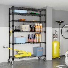 Heavy Duty 6 Tiers Storage Shelves Metal Shelf Wire Shelving Unit with Wheels