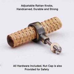 30 Pack Rattan Boho Wood T Bar Knobs