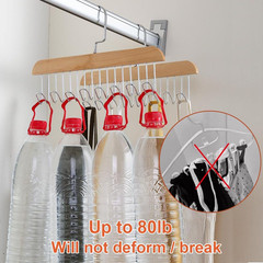 2 Pack Belt Hanger with 16 Hooks, Non-Slip Wooden Skid-Proof Belt Holder