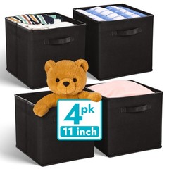 Reli. 11 Inch Cube Storage Bins (4 Pack) | Organizer | 11×11 Black