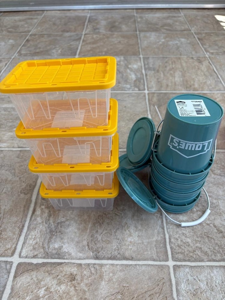 4CLEAR Lowe’s Teeny Tote Mini Storage Container & 4 TEAL w/lid Tiny Bucket,