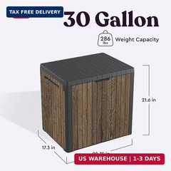 Keter Signature Everwood 30 Gallon Resin Outdoor Storage Box and Patio Furniture