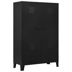 vidaXL Steel Wardrobe Black Industrial 354 x 157 x 551 Inch Storage Cabinet