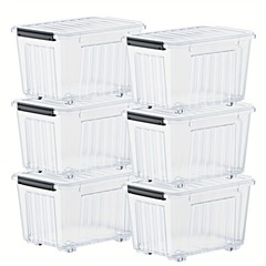 72QT/97QT stackable wheeled storage boxes with lids, suitable for family storage