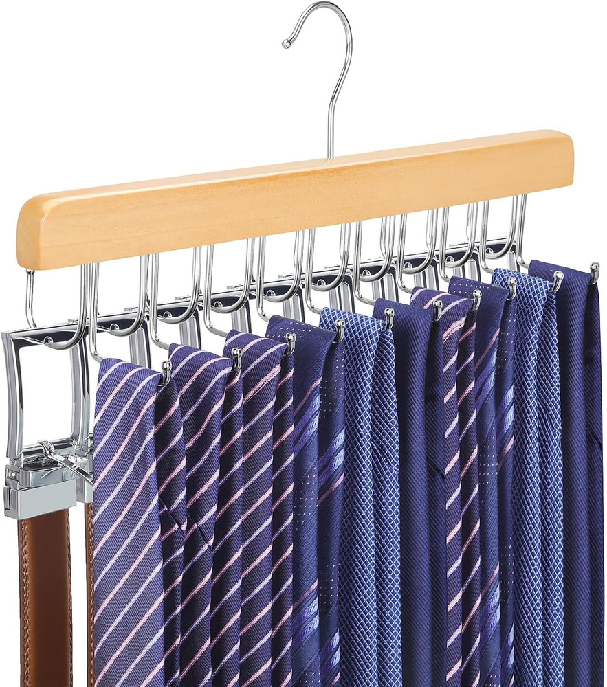 TOPIA HANGER 2 in 1 Belt Tie Hanger for Closet Max 30 Belts with 30 Ties Capacit